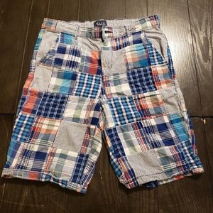Boys Plaid Patchwork Spring Chino Shorts. Size 14